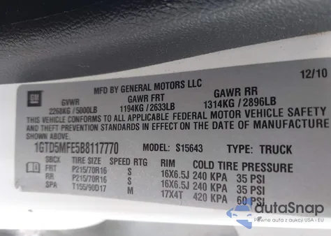 2011 GMC Canyon Sle1 z USA, uszkodzony, nr VIN 1GTD5MFE5B8117770